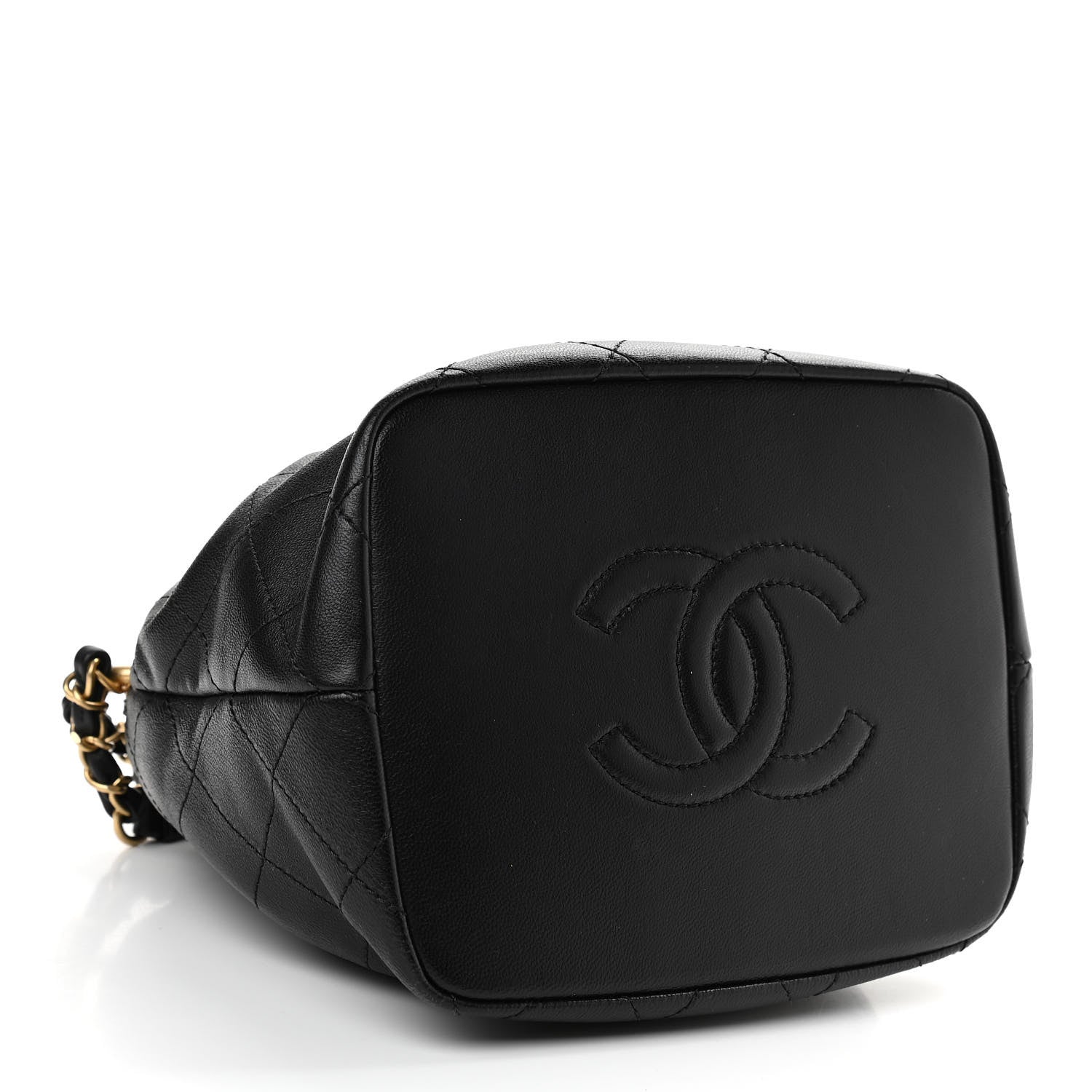 Chanel Lambskin Stitched Drawstring Bag Black 4 of 10
