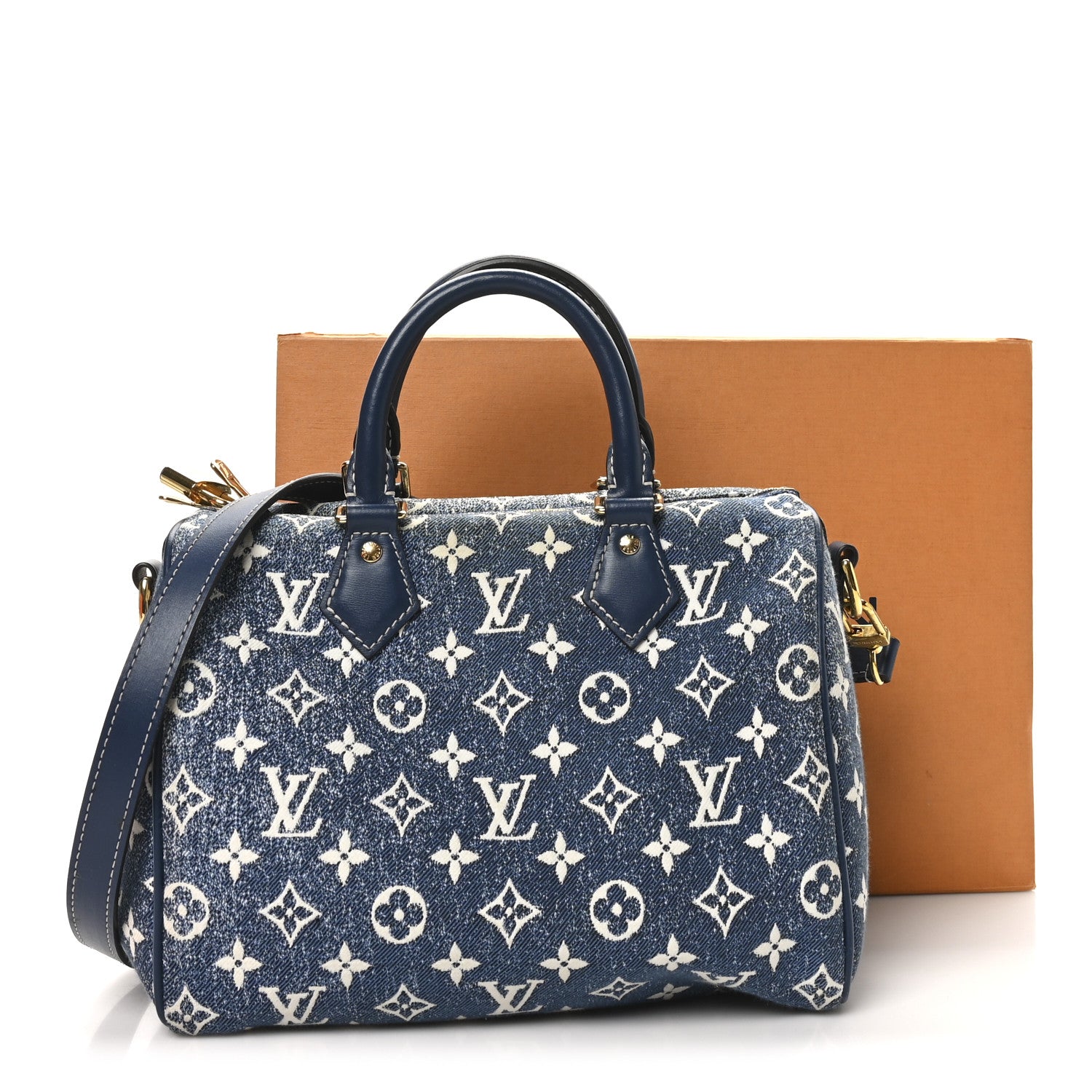Louis Vuitton Monogram Jacquard Denim Speedy Bandouliere 25 Bleu 10 of 10