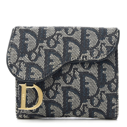 Christian Dior Monogram Compact Saddle Wallet Blue 1 of 11