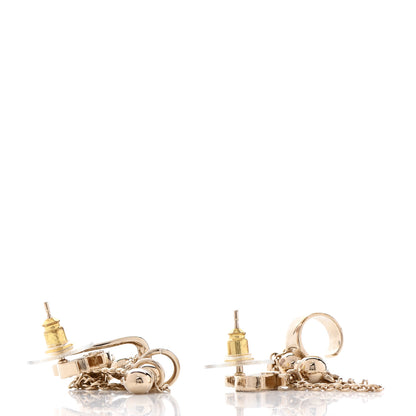 Chanel Metal Crystal CC Chain Cuff Earrings Gold 3 of 4