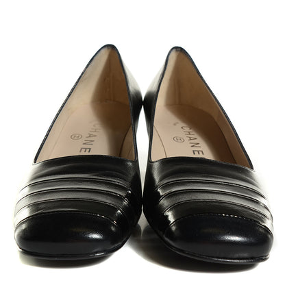 Chanel Lambskin Square Toe Pumps 37.5 Black 2 of 8