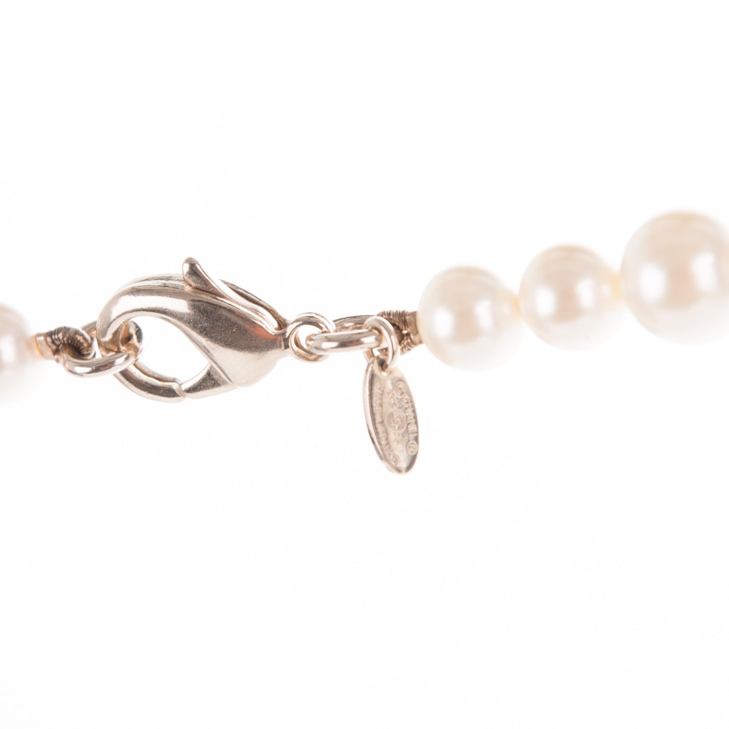 Graduated Pearl Crystal CC Long Necklace Gold