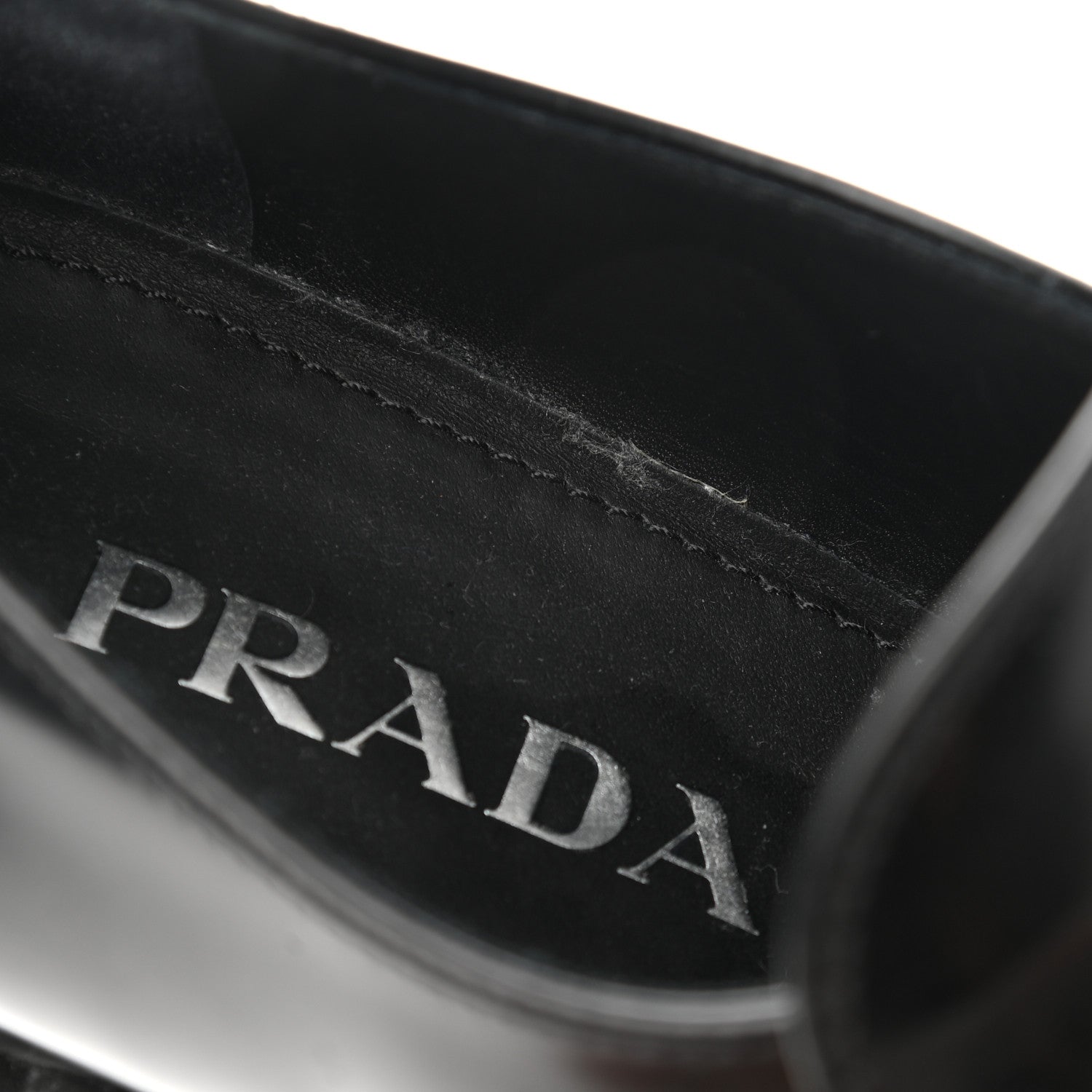 Prada Spazzolato Metal Triangle Logo 50mm Loafers 38 Black 10 of 12