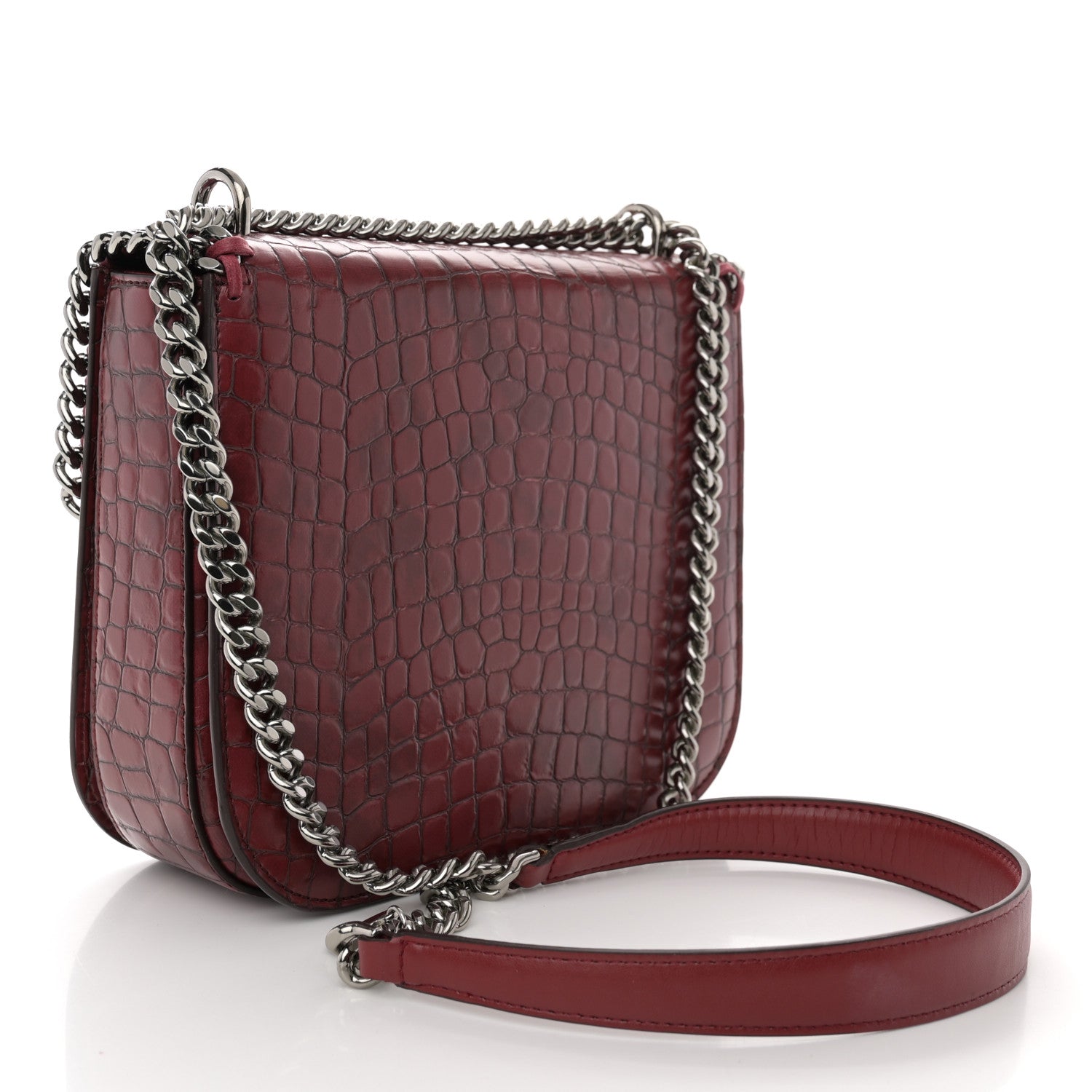 Stella McCartney Embossed Crocodile Effect Medium Falabella Box Shoulder Bag Red 3 of 11
