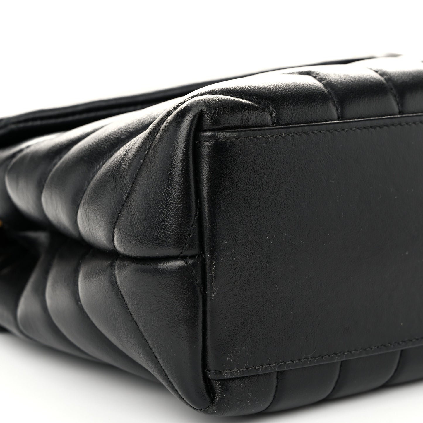 Calfskin Y Quilted Monogram Small Loulou Chain Satchel Black