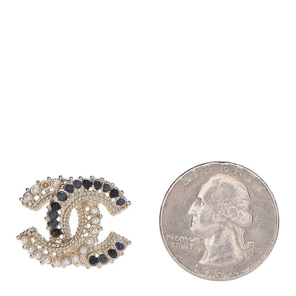 Chanel Pearl CC Earrings Blue Gold 2 of 5