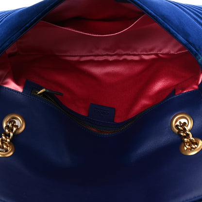 Gucci Velvet Matelasse Medium GG Marmont Shoulder Bag Cobalt Blue 5 of 12