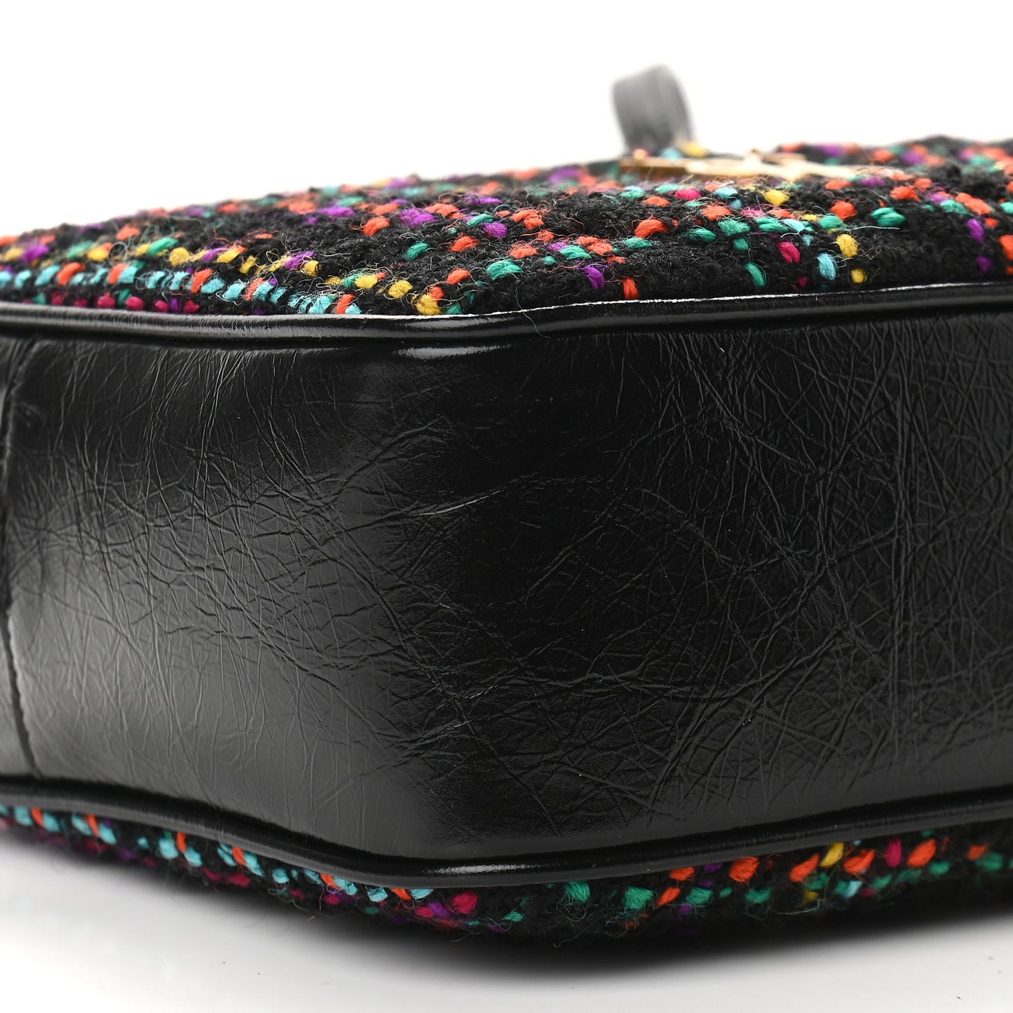 Tweed Calfskin Monogram Lou Camera Bag Black