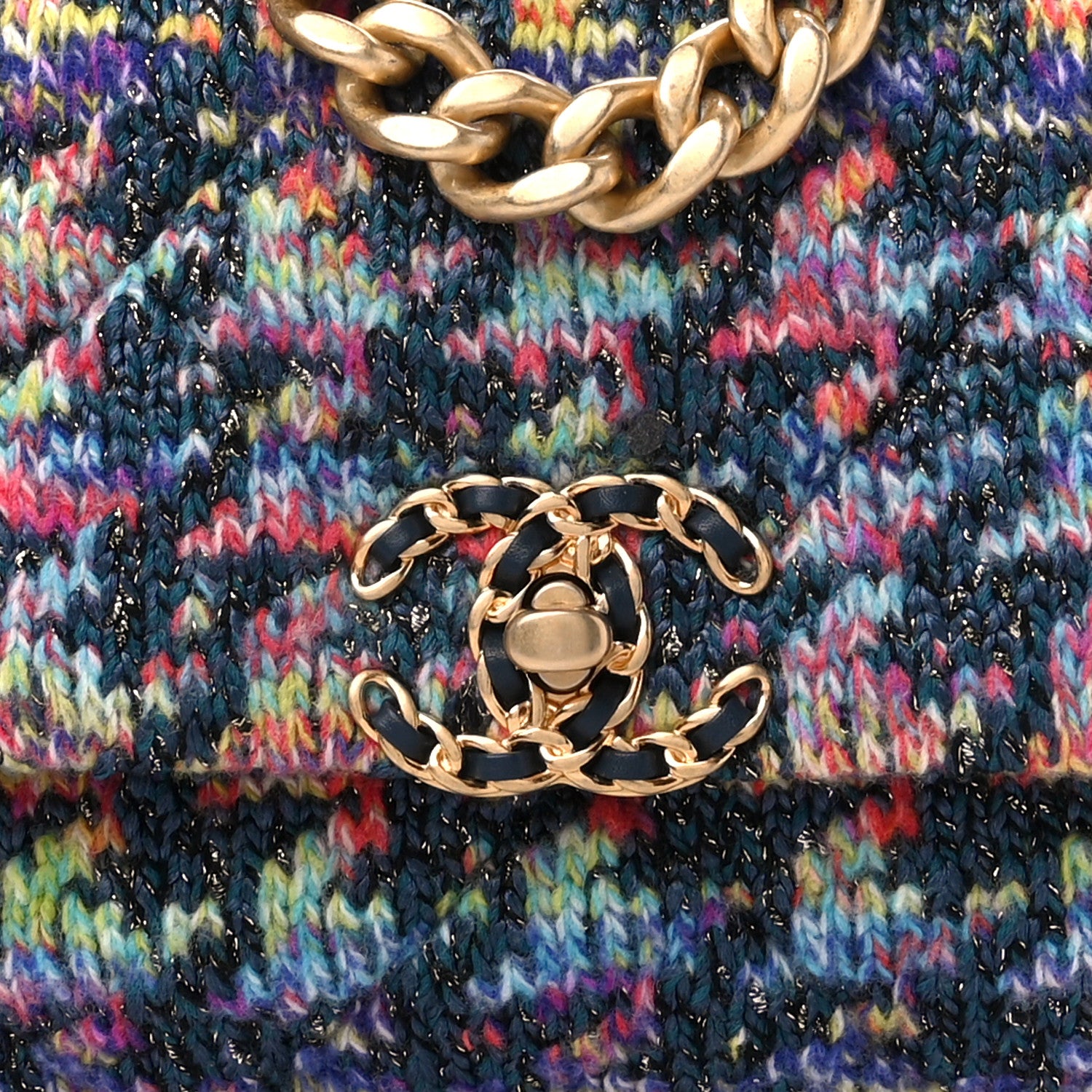 Chanel Tweed Quilted Medium Chanel 19 Flap Dark Multicolor 8 of 11