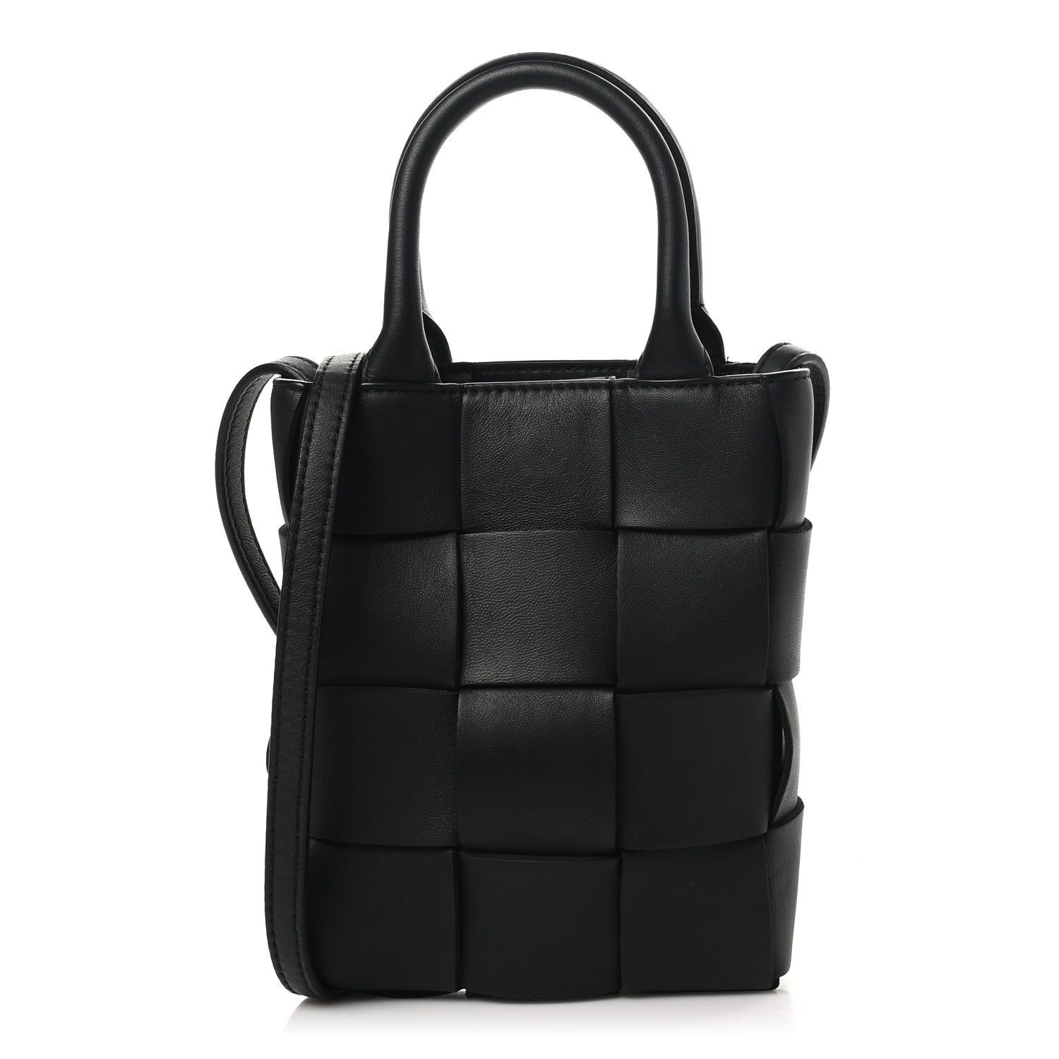 Bottega Veneta Lambskin Maxi Intrecciato Mini North South Cassette Tote Black 1 of 9