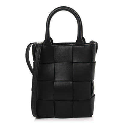Bottega Veneta Lambskin Maxi Intrecciato Mini North South Cassette Tote Black 1 of 9