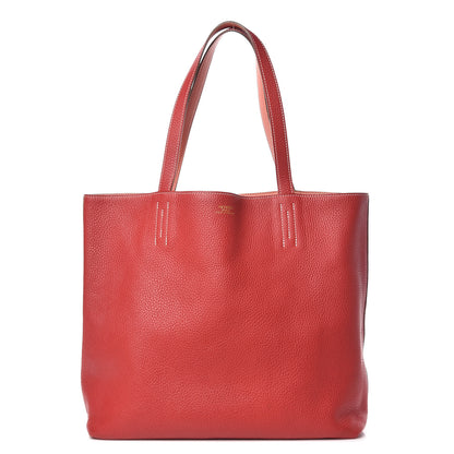 Hermes Taurillon Clemence Double Sens Reversible Tote 36 Rouge Casaque Crevette 1 of 14