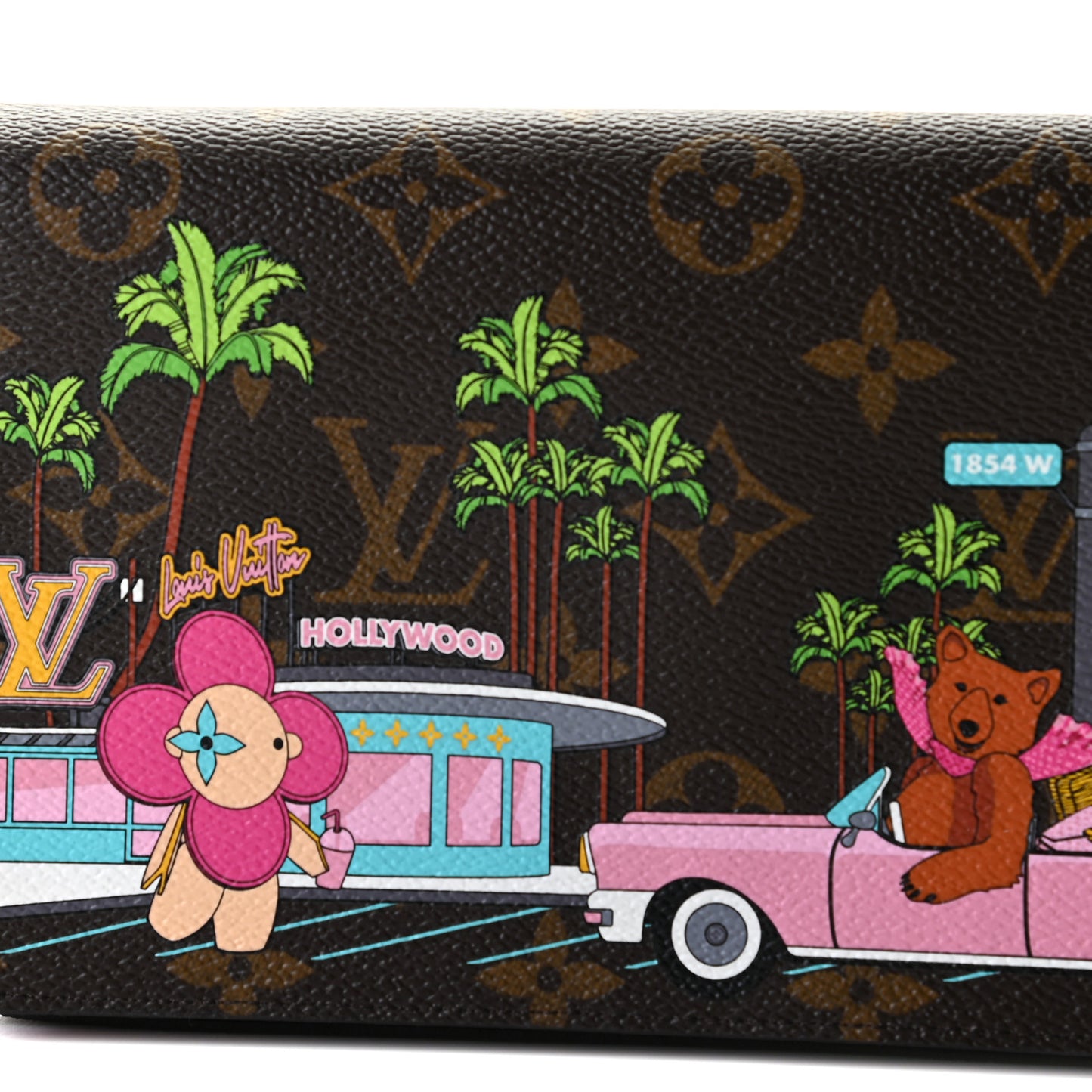 Monogram 2021 Christmas Animation Hollywood Pochette Felicie Chain Wallet Fuchsia