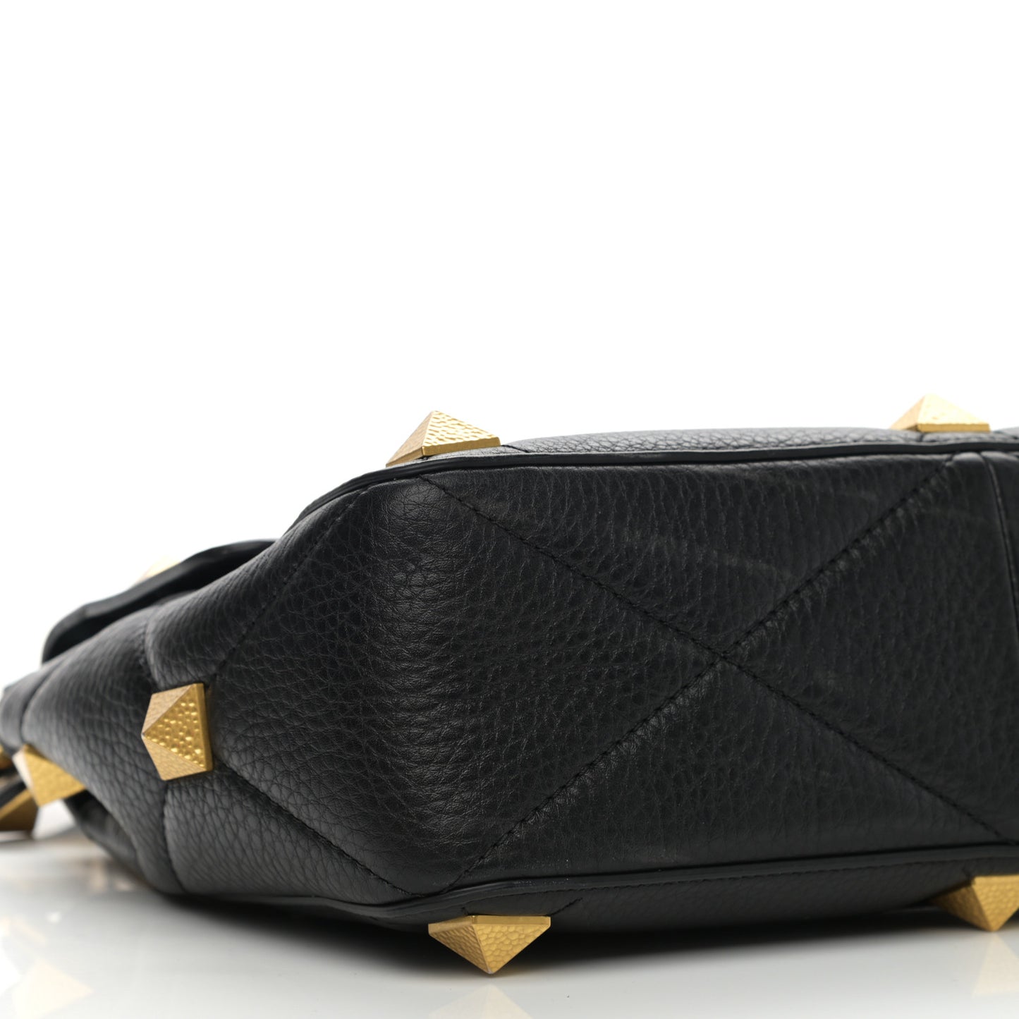 Nappa Large Roman Stud Shoulder Bag Black