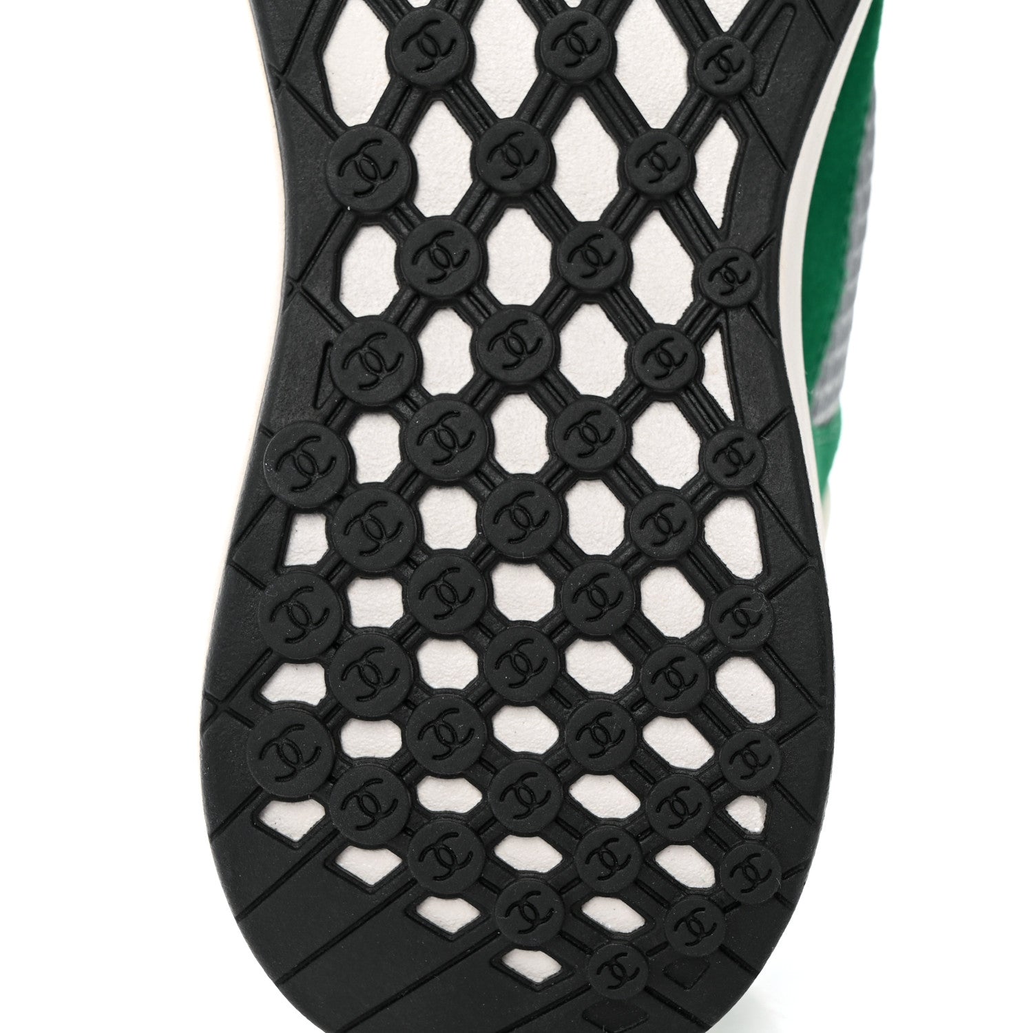 Chanel Mesh Suede Calfskin Womens CC Sneakers 36 White Green Grey 8 of 8