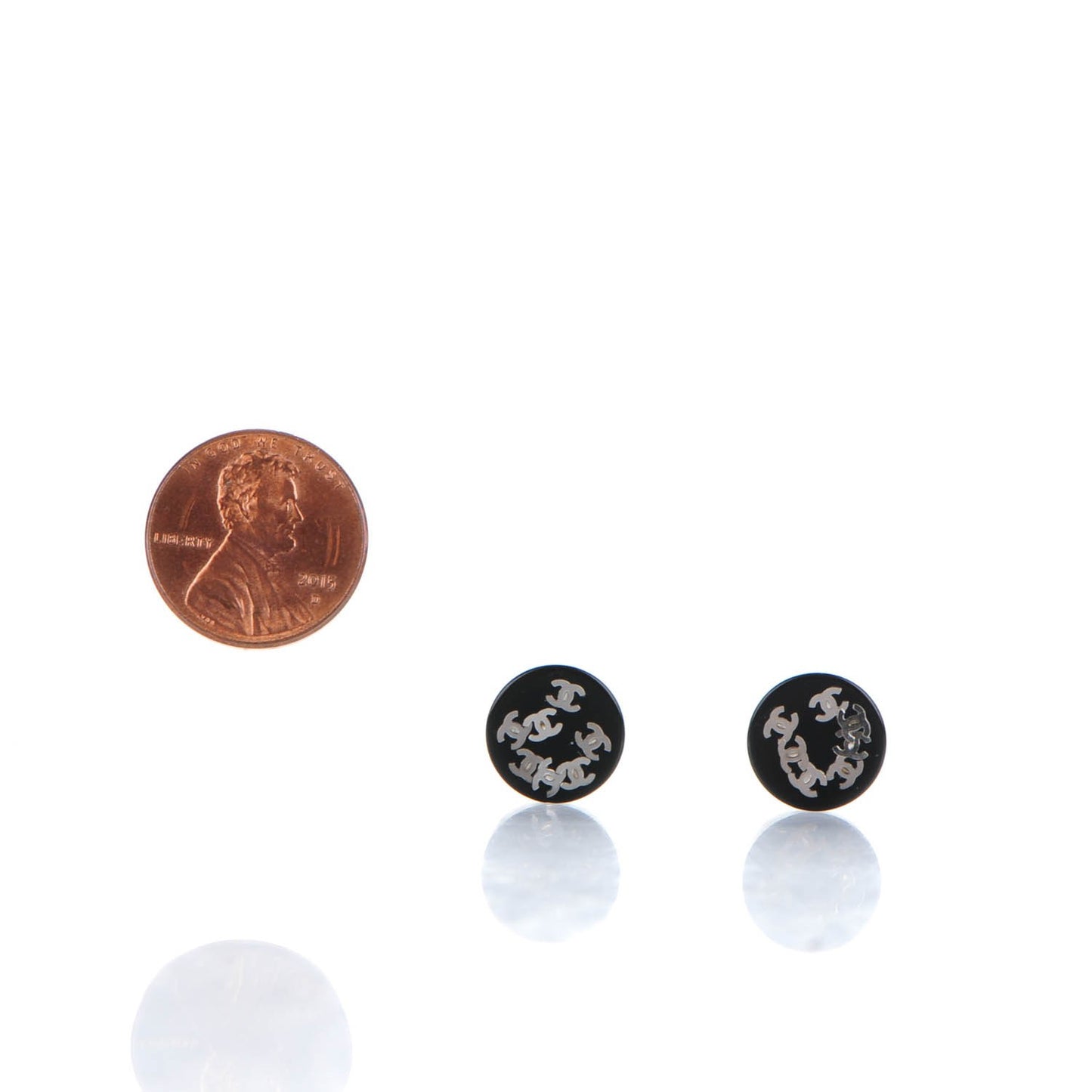Resin CC Earrings Black Silver