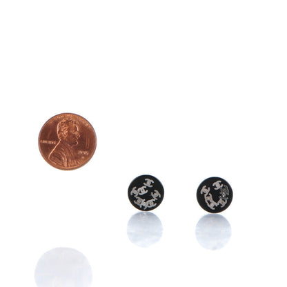 Chanel Resin CC Earrings Black Silver 2 of 4