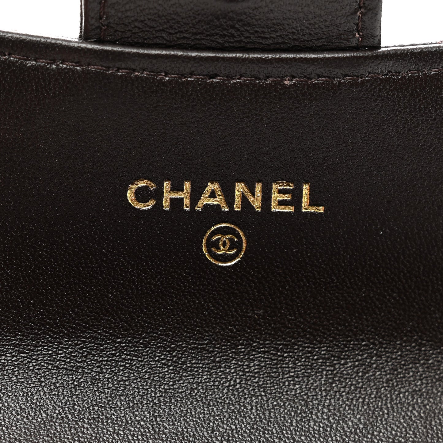 Lambskin Quilted Flap Card Holder Wallet Dark Brown