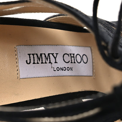 Jimmy Choo Suede Hitch 100 Lace Up Sandals 38.5 Black 7 of 7