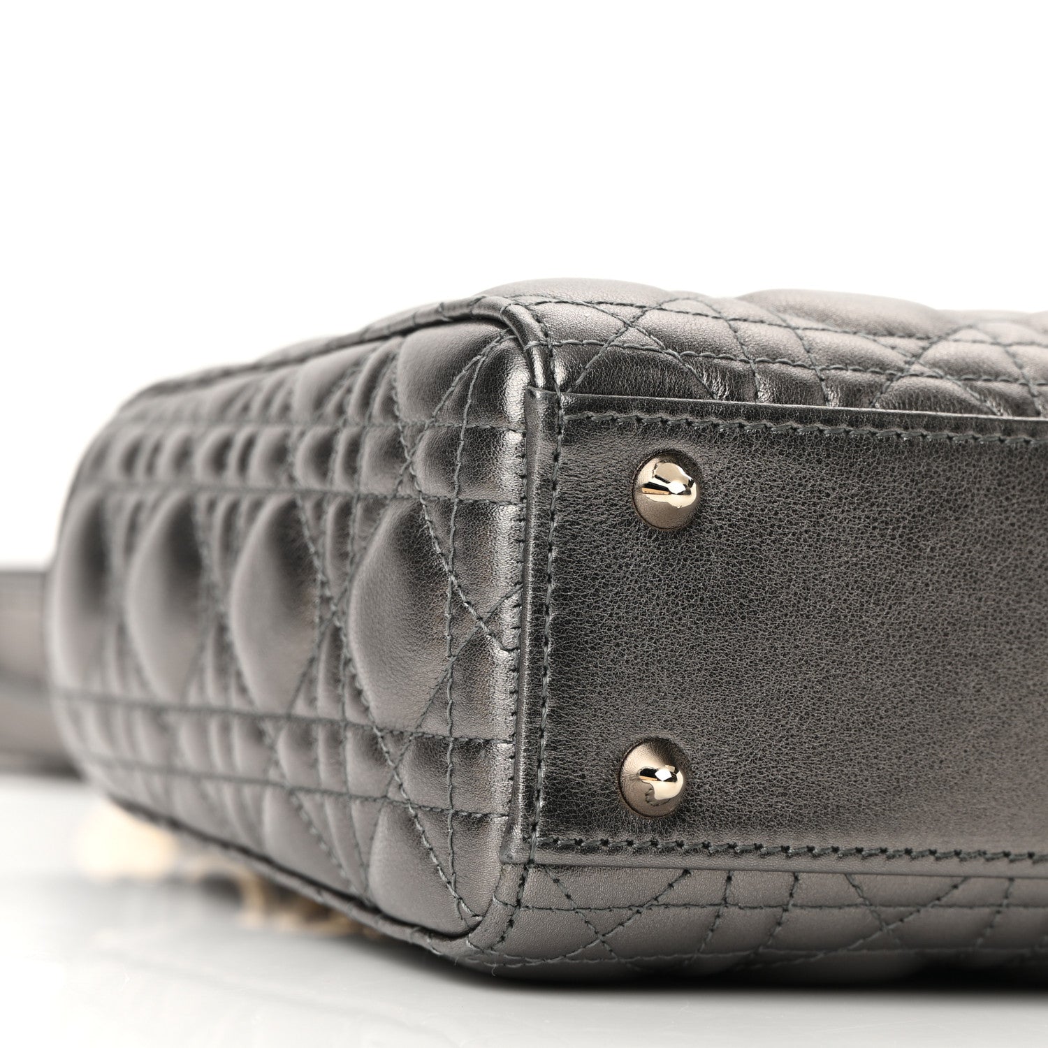 Christian Dior Lambskin Cannage Small My ABCDior Lady Dior Metallic Grey 9 of 10