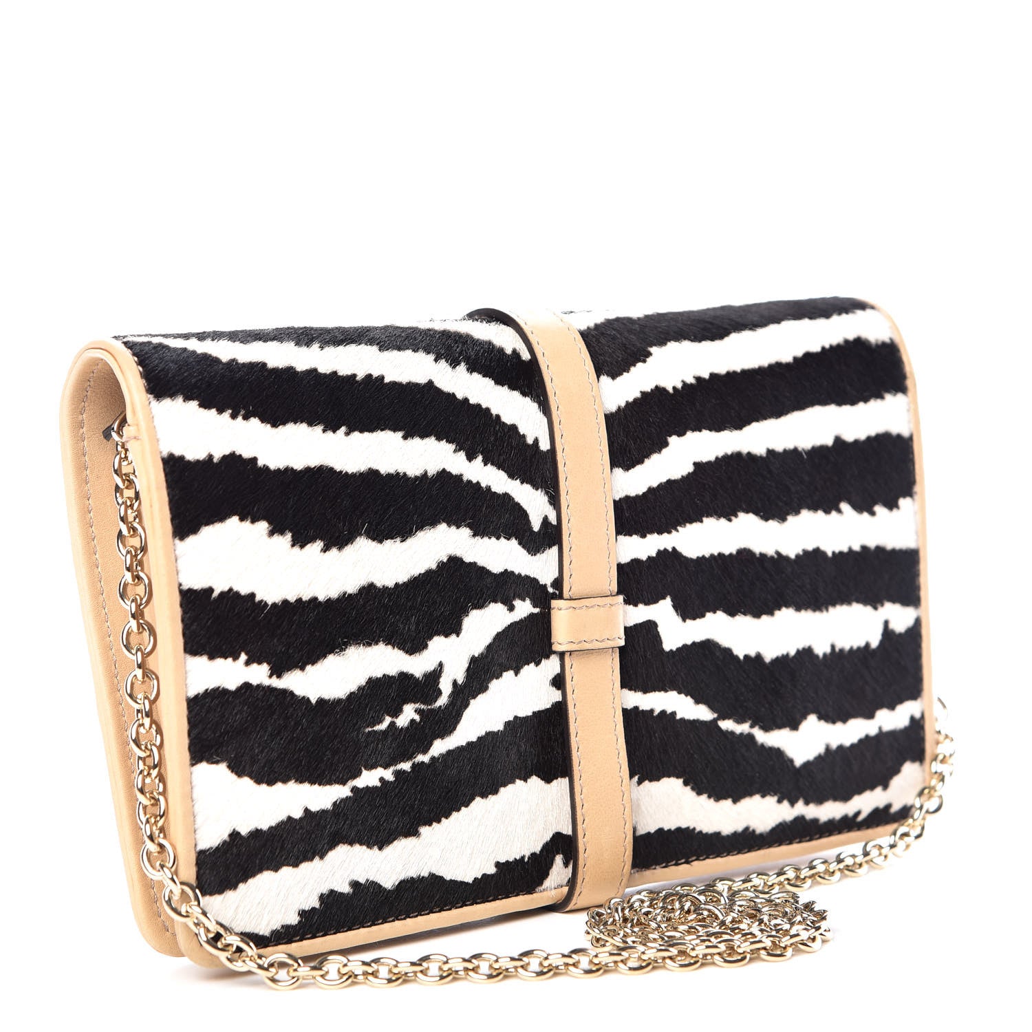 Gucci Calf Hair Zebra Print Piston Broadway Evening Bag Beige 3 of 9