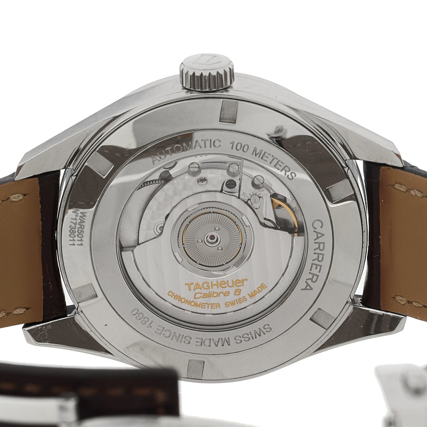 Stainless Steel Alligator 41mm Carrera Calibre 8 Automatic Watch Silver WAR5011