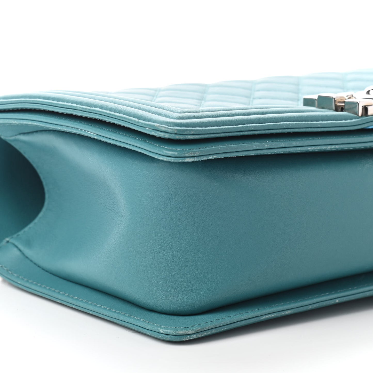 Calfskin Quilted Medium Boy Flap Turquoise