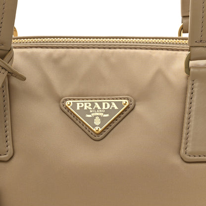 Prada Re-Nylon Vitello Medium Top Handle Bag With Padlock Cammeo 7 of 10