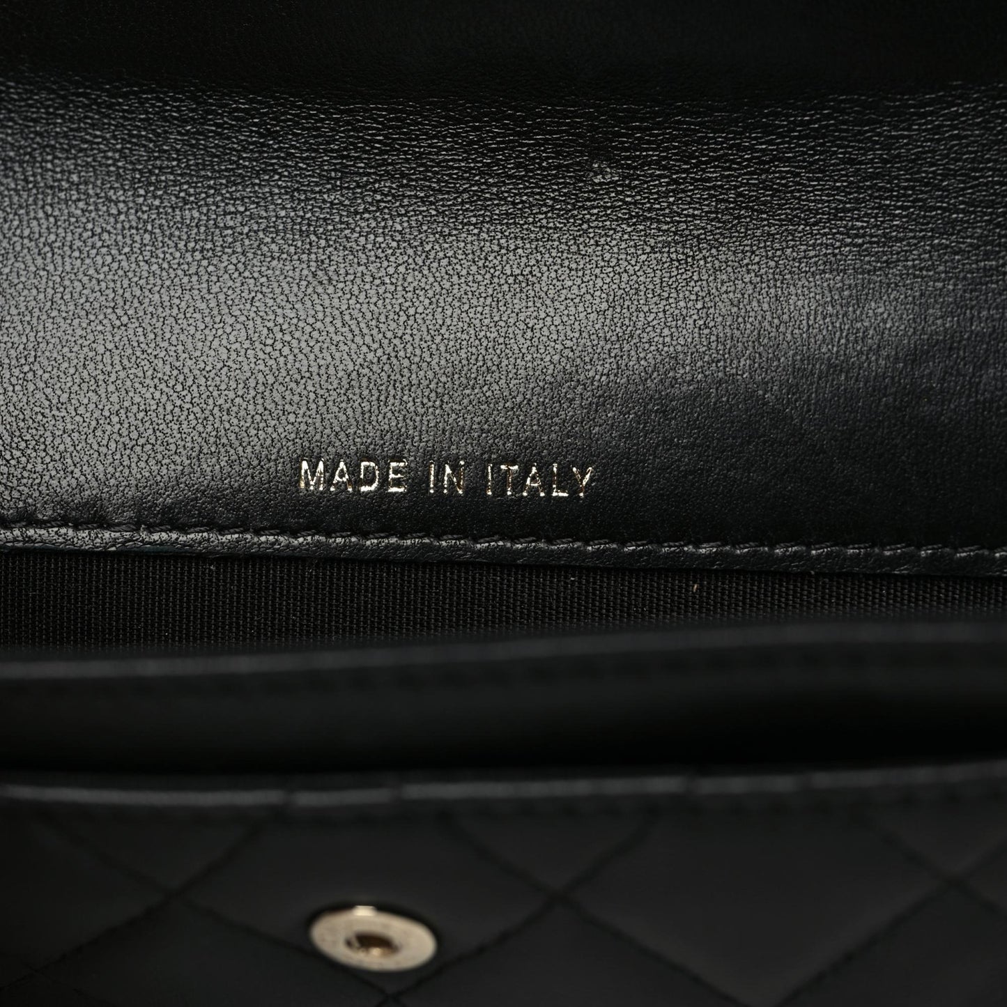 Lambskin Quilted Camellia Flap Card Holder Black