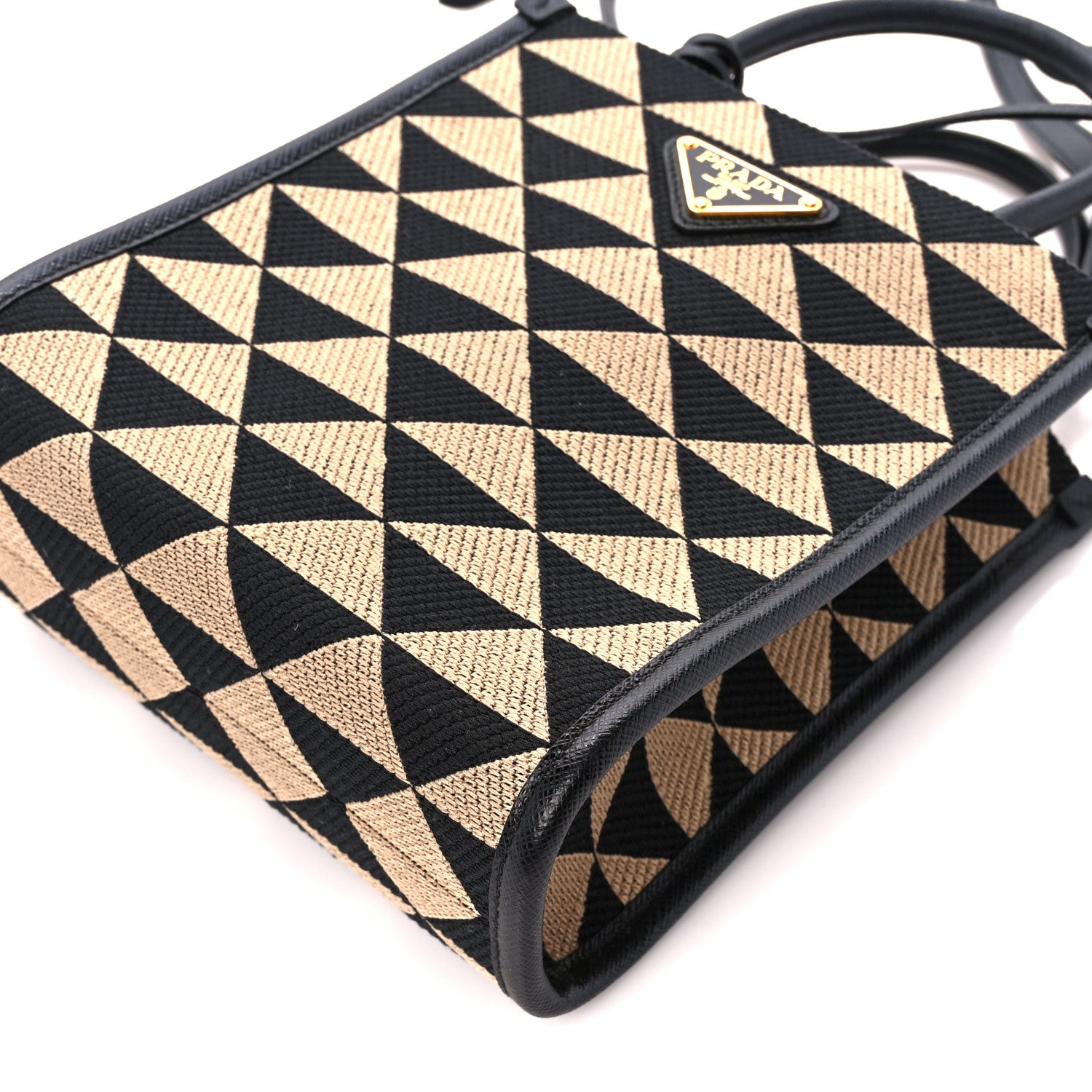 Prada Jacquard Saffiano Triangolo Symbole Embroidered Mini Tote Black Corda 10 of 10