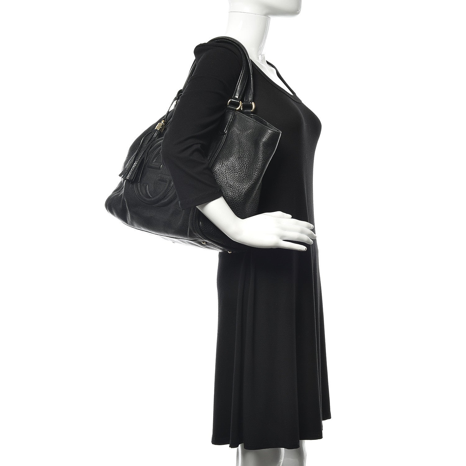 Gucci Pebbled Calfskin Medium Soho Shoulder Bag Black 2 of 19