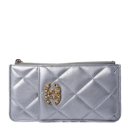 Chanel Lambskin Quilted Chanel 19 Phone and Card Holder Silver 1 of 4