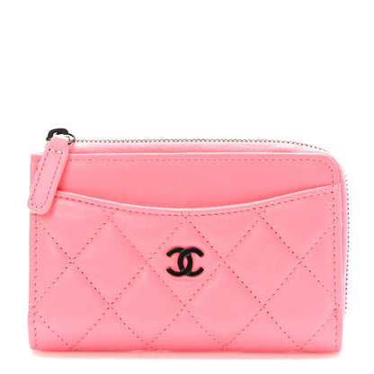 Chanel Caviar Quilted CC Zip Around Card Holder Rose 1 of 8
