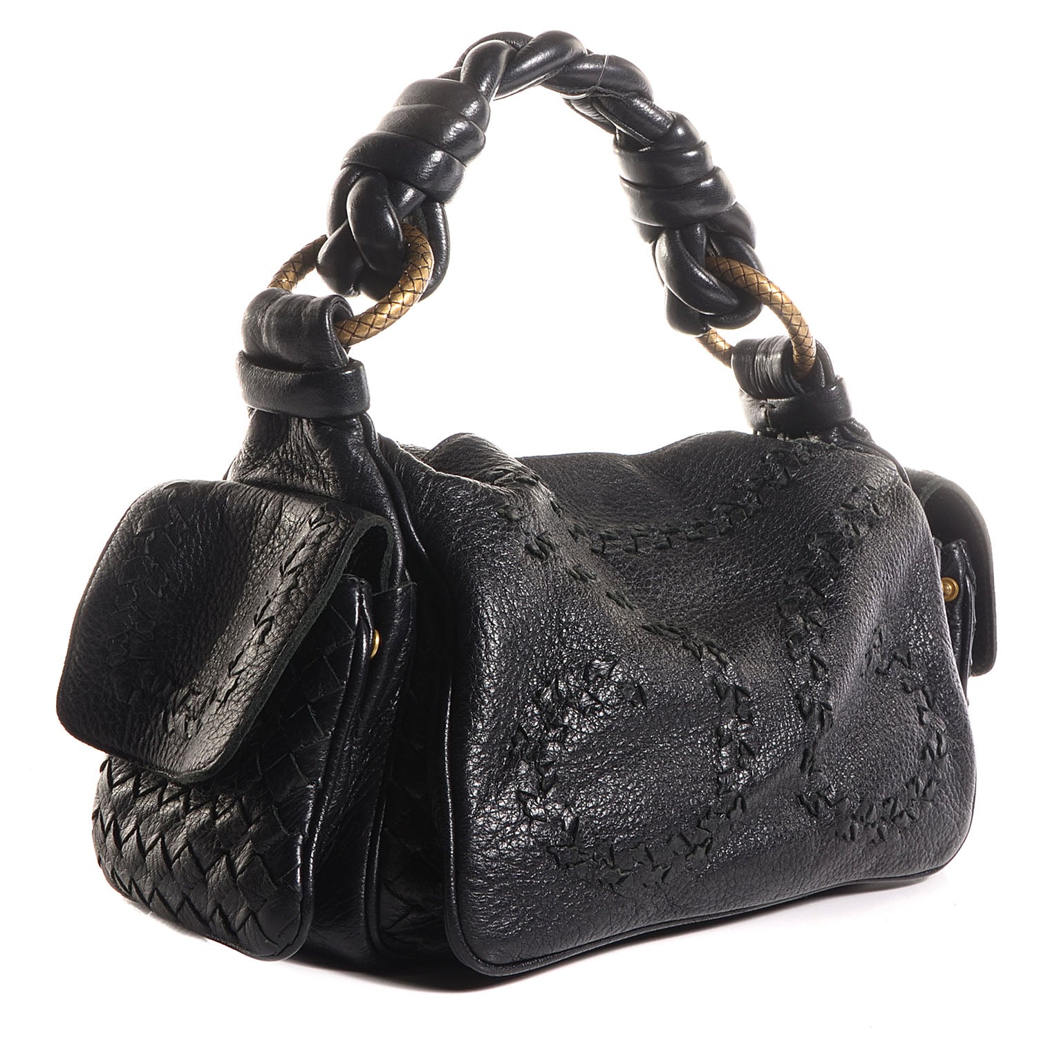 Bottega Veneta Cervo Woven Cocker Hobo Nero Black 3 of 8