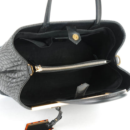 Fendi Nappa Crocodile Trapuntata Medium 2Jours Tote Black 6 of 8