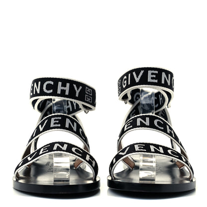 Givenchy Grosgrain Cross Logo Ankle Strap Sandals 36.5 Black White 3 of 11
