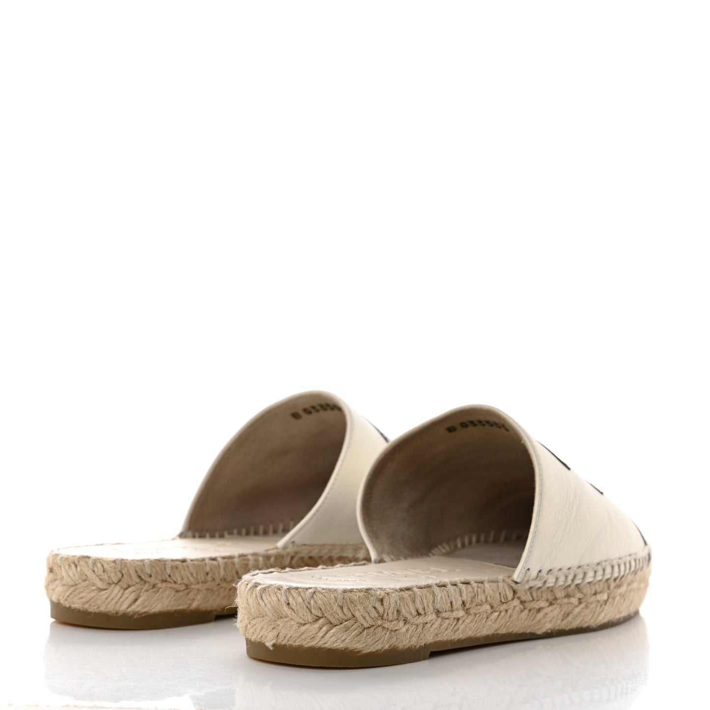 Iridescent Goatskin CC Espadrille Mules 35 Ivory Black