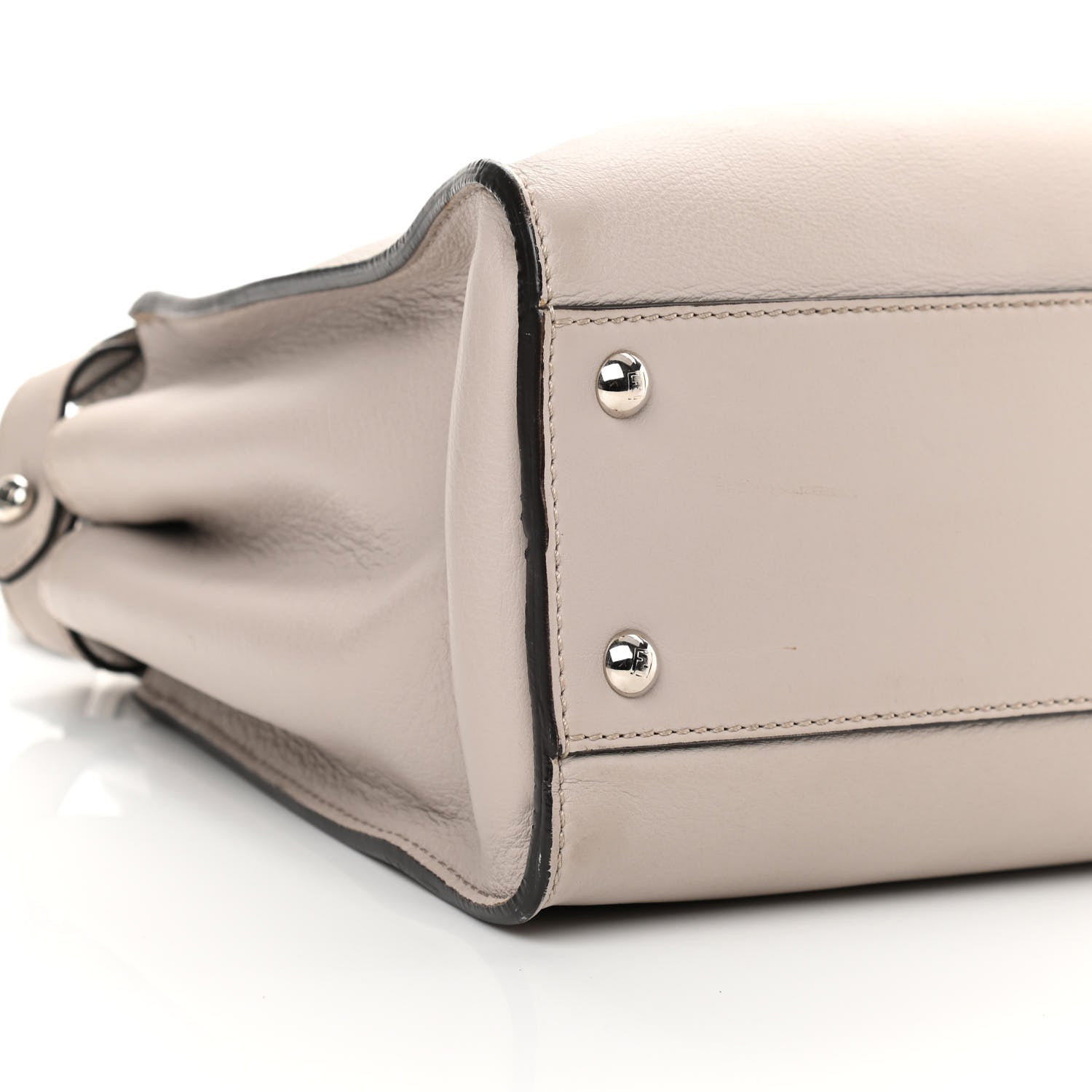 Fendi Vitello Seta Shiny Nappa Medium Peekaboo Iconic Satchel Grigio Polvere Bordeaux 10 of 15