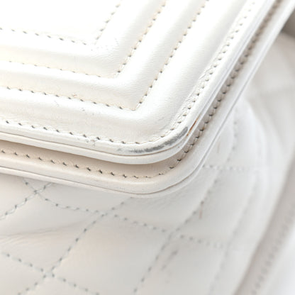 Chanel Lambskin Quilted Chevron Medium Boy Flap White 24 of 24