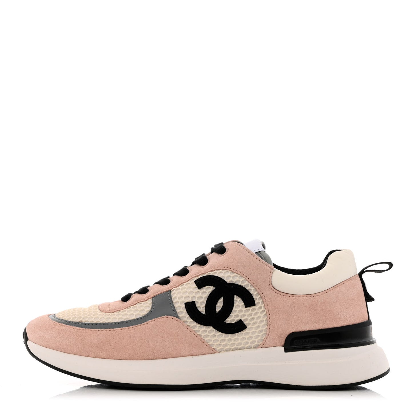 Mesh Suede Calfskin Grained Calfskin Womens CC Sneakers 39 Pink