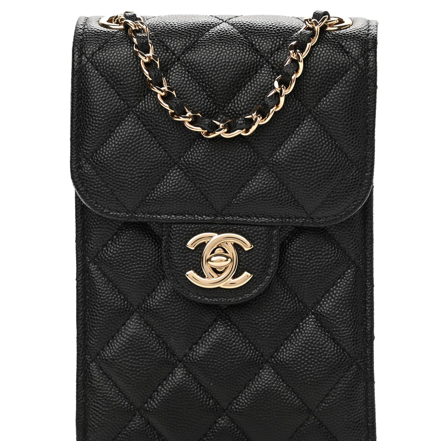 Caviar Quilted Classic Phone Holder Black