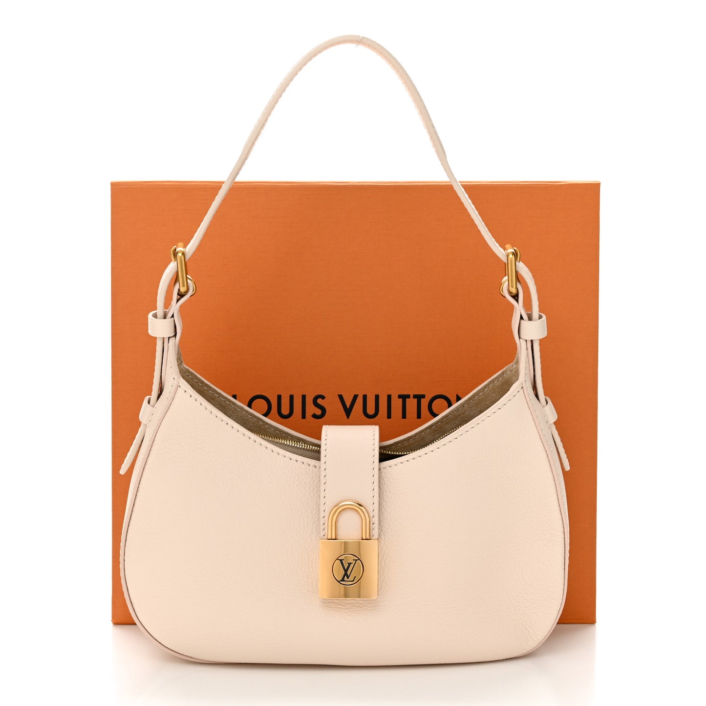 Grained Calfskin Low Key Shoulder Bag Limestone Gray