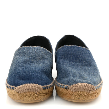 Saint Laurent Denim Logo Embroidered Espadrilles 37.5 Deep Blue 3 of 10
