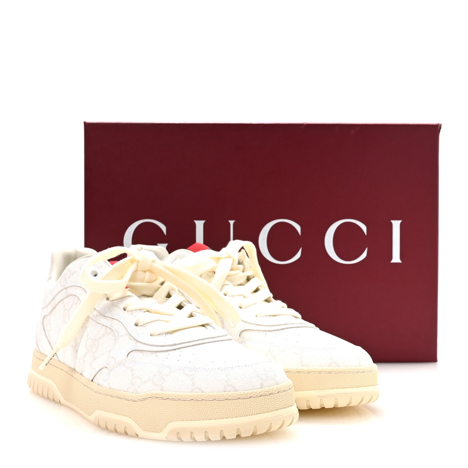 Gucci GG Supreme Monogram Mens Re-Web Sneakers 8.5 White 9 of 9