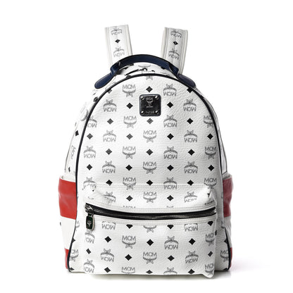 MCM Visetos Medium Stark Backpack White Red 1 of 10