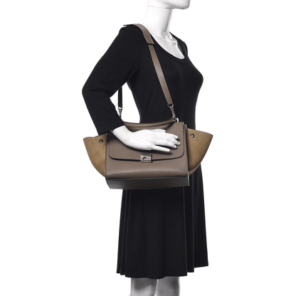Celine Drummed Calfskin Suede Small Trapeze Souris 2 of 11