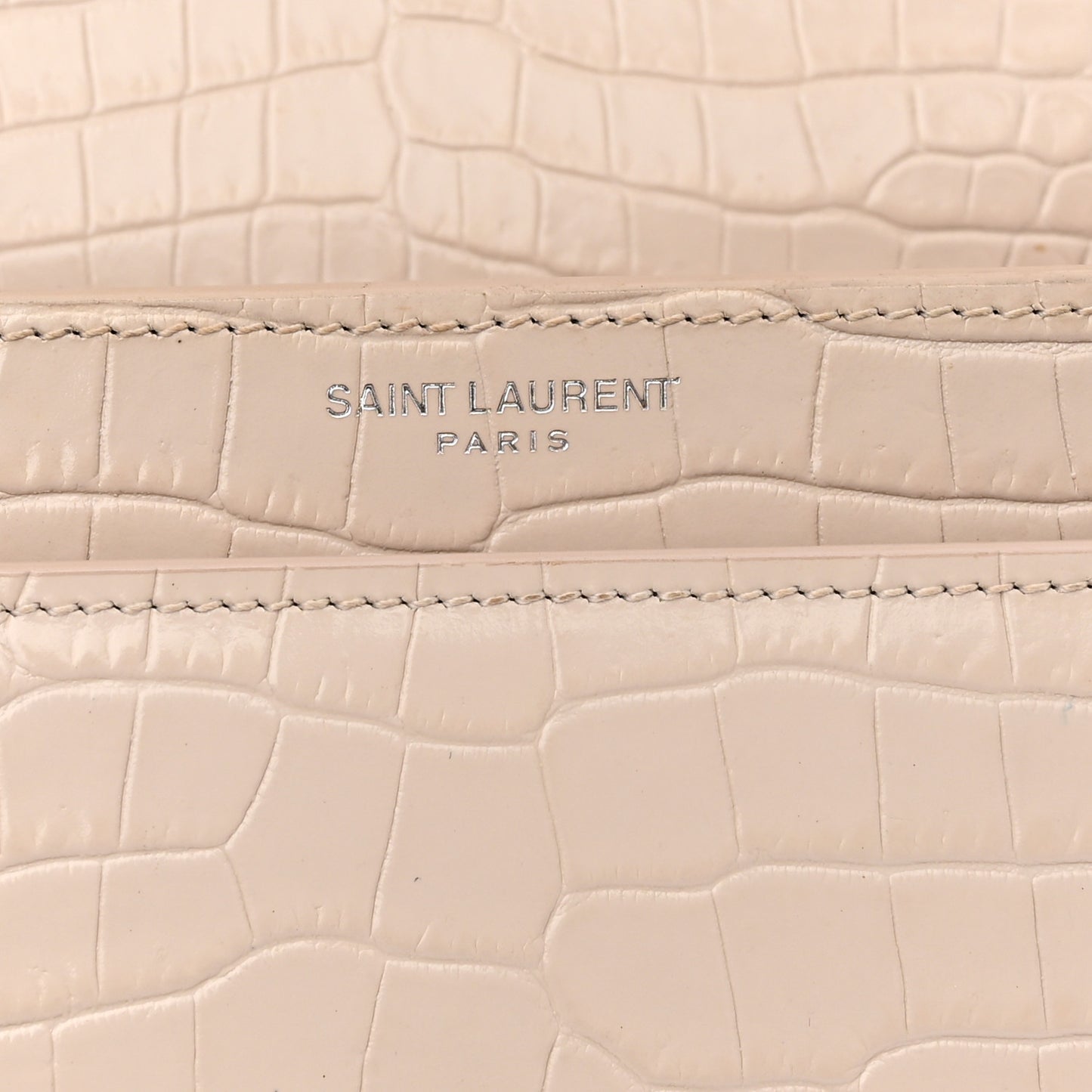 Calfskin Crocodile Embossed Medium Monogram Sunset Dark Beige