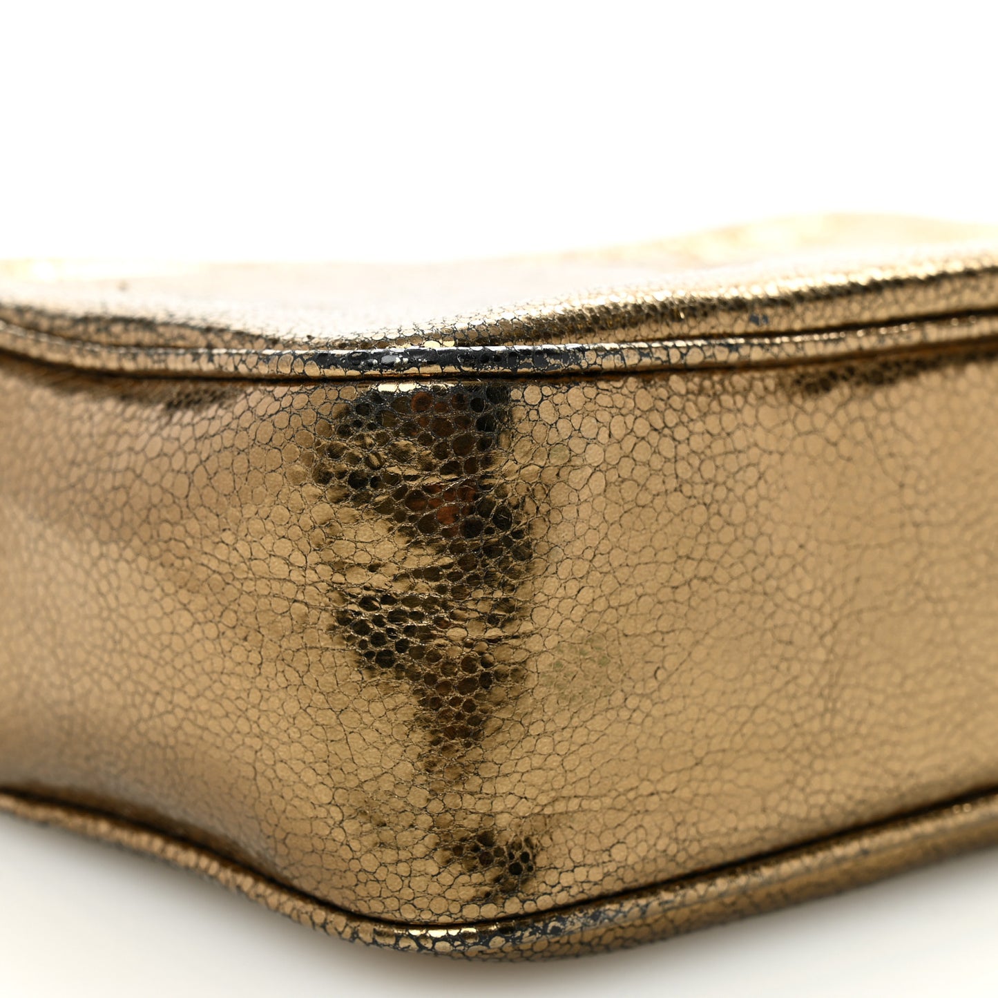 Calfskin Lame Monogram Small Lou Camera Bag Gold Olive