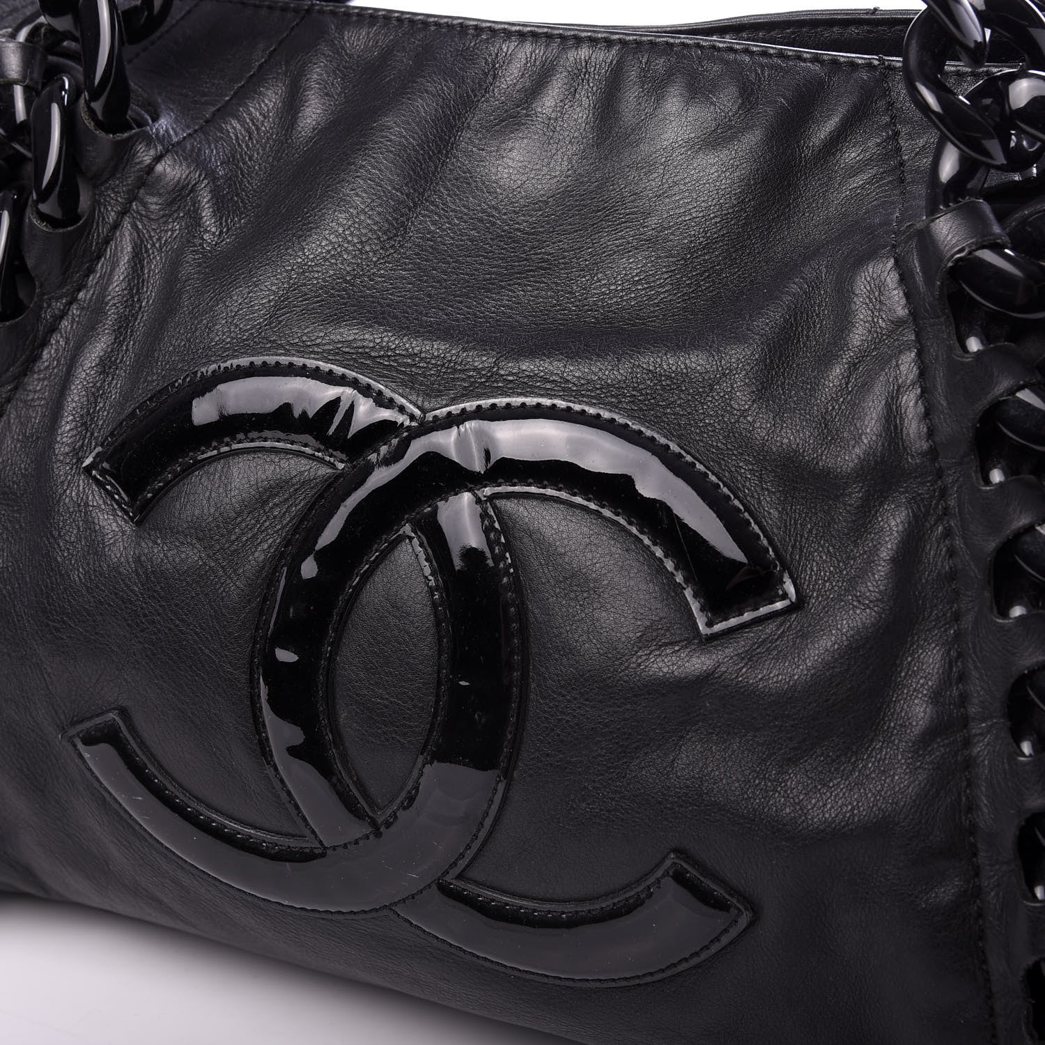 Chanel Calfskin Modern Chain Rhodoid East West Tote Black 10 of 10