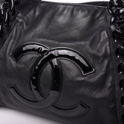 Chanel Calfskin Modern Chain Rhodoid East West Tote Black 10 of 10